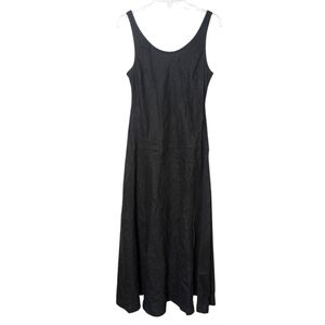 Madewell Jet Black Scoopneck Sleeveless Midi/Maxi Dress in 100% Linen Size 4